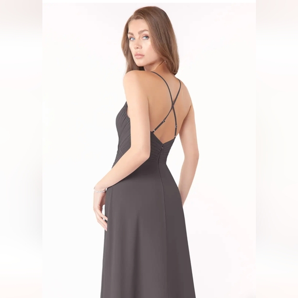 🆕Azazie Steel Gray Sleeveless Maxi Dress - Picture 5 of 9
